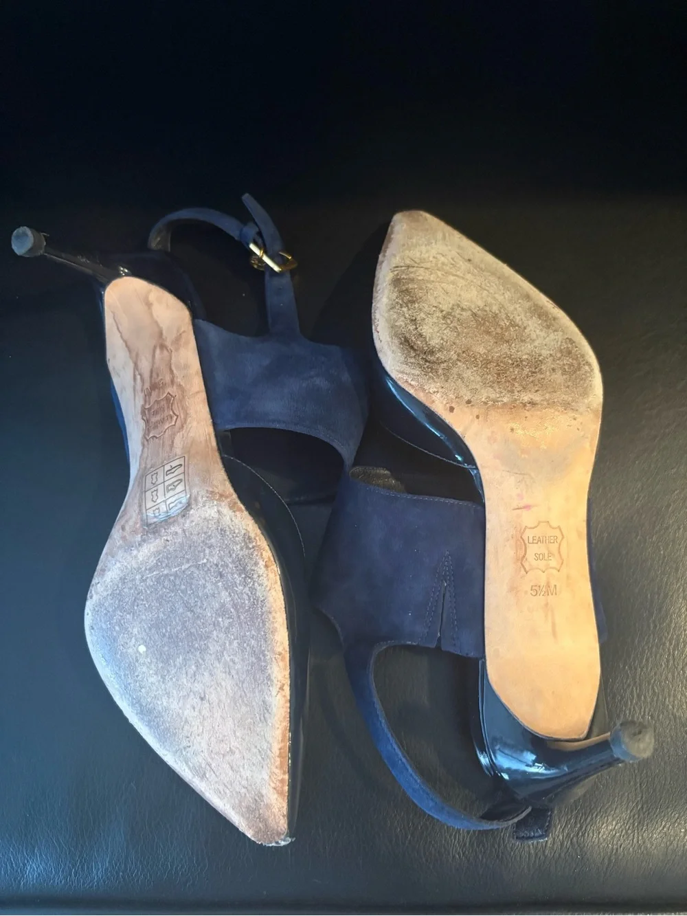 Tory Burch Patent Leather Cutout Accent Slingback Pumps